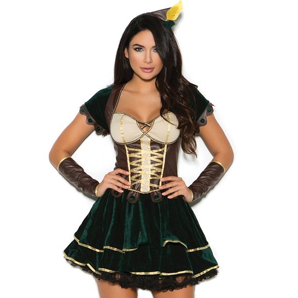 Adorable Archer Robin Hood Costume Velvet Mini Dress Set - Picture 1 of 4